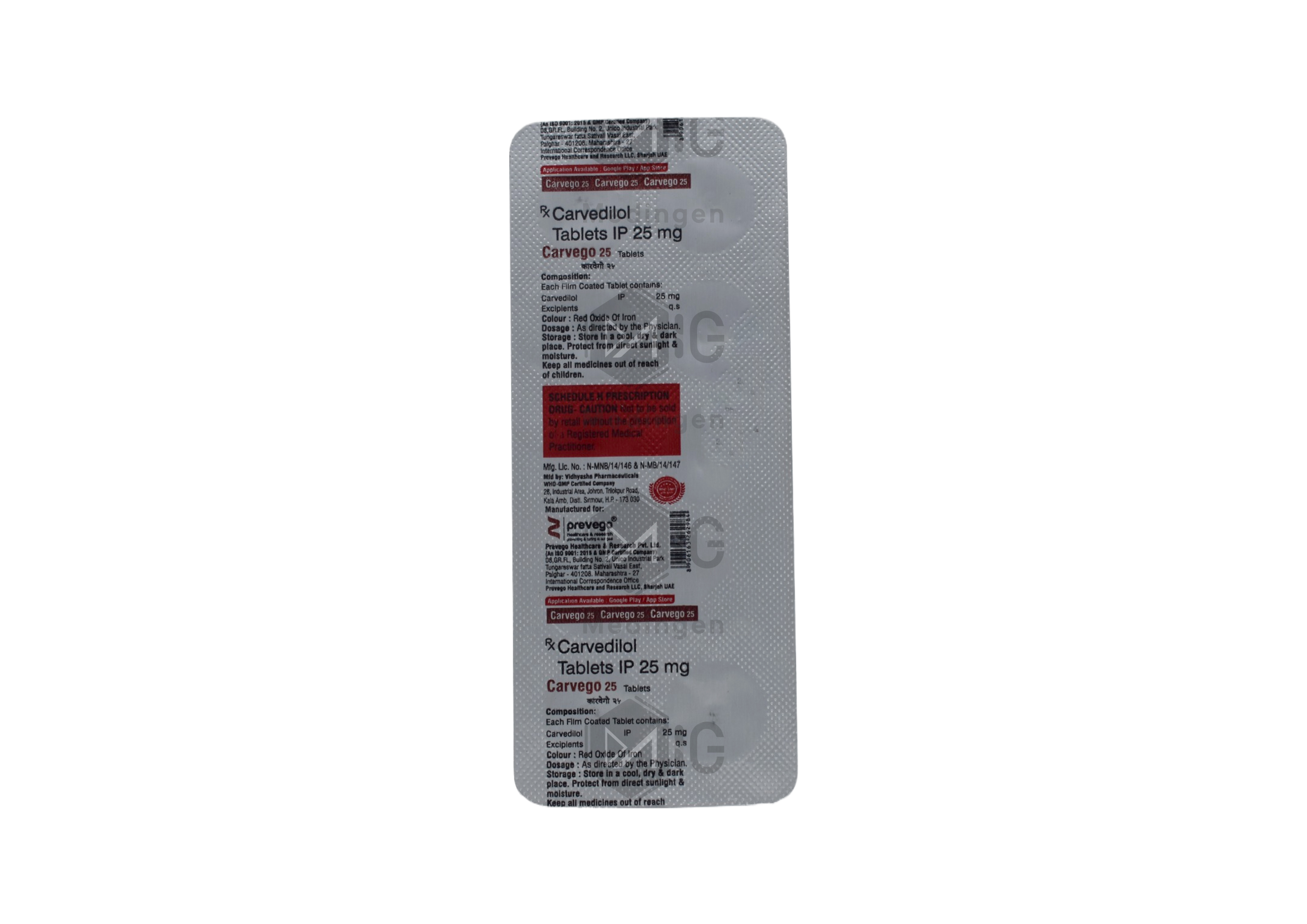 Carvego 25mg Tablet : View Uses, Side Effects, Price & Substitutes.