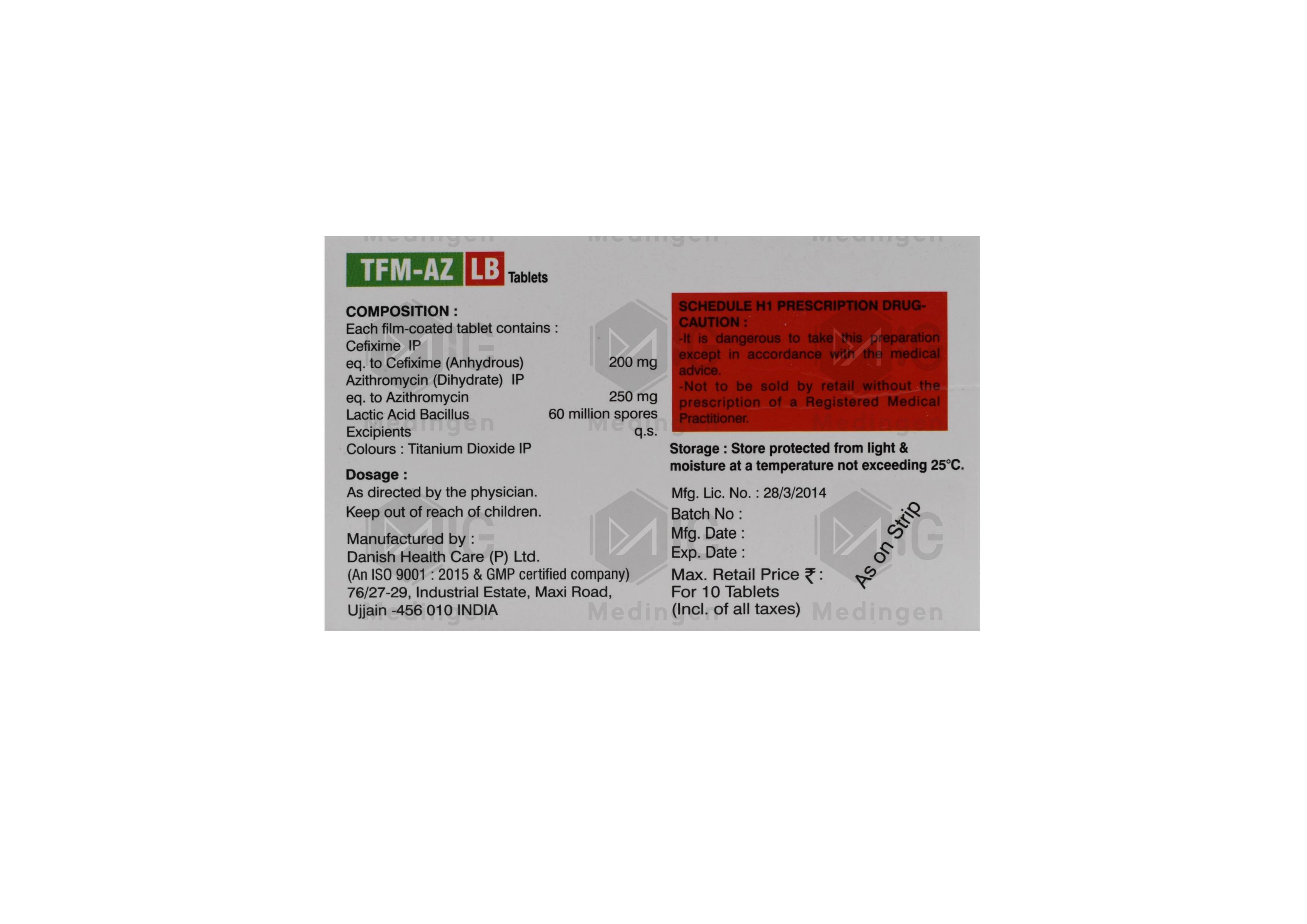 TFM AZ LB Tablet: View Uses, Side Effects, Price & Substitutes
