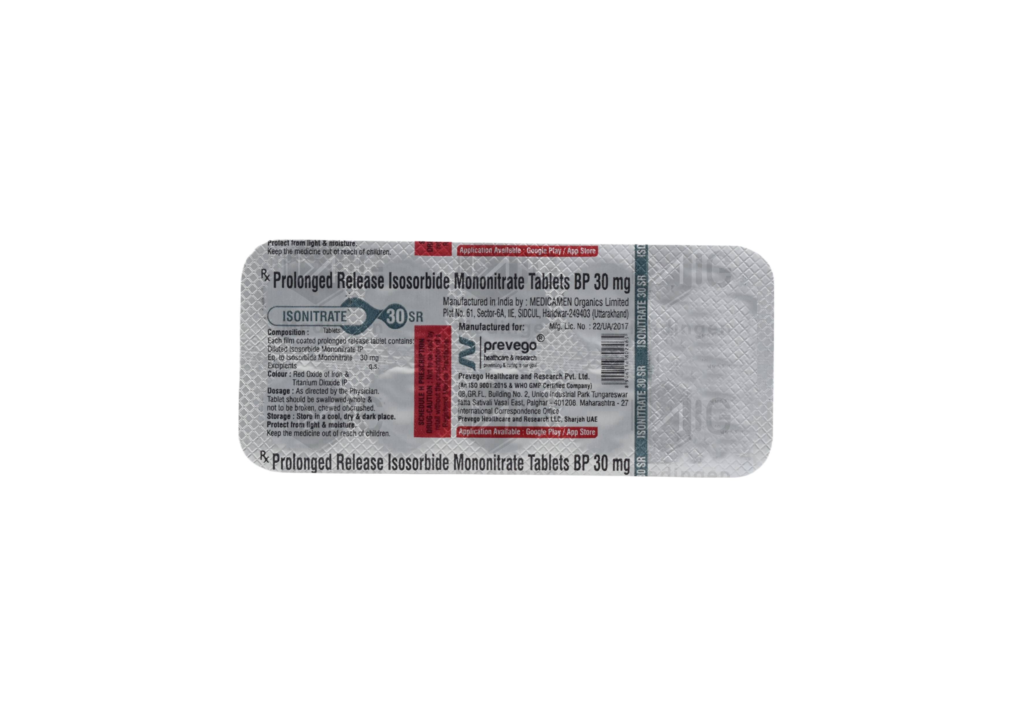 Isonitrate 30 SR Tablet: Uses, Side Effects, Price & Substitutes