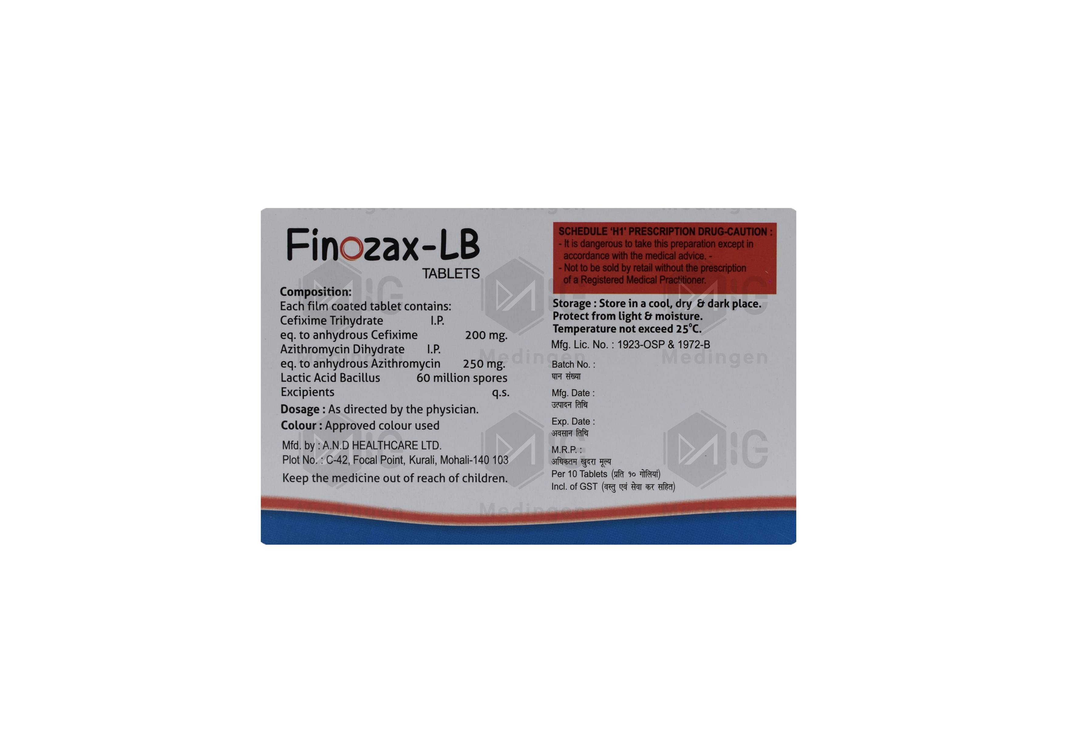 Finozax LB Tablet : View Uses, Side Effects, Price & Substitutes.