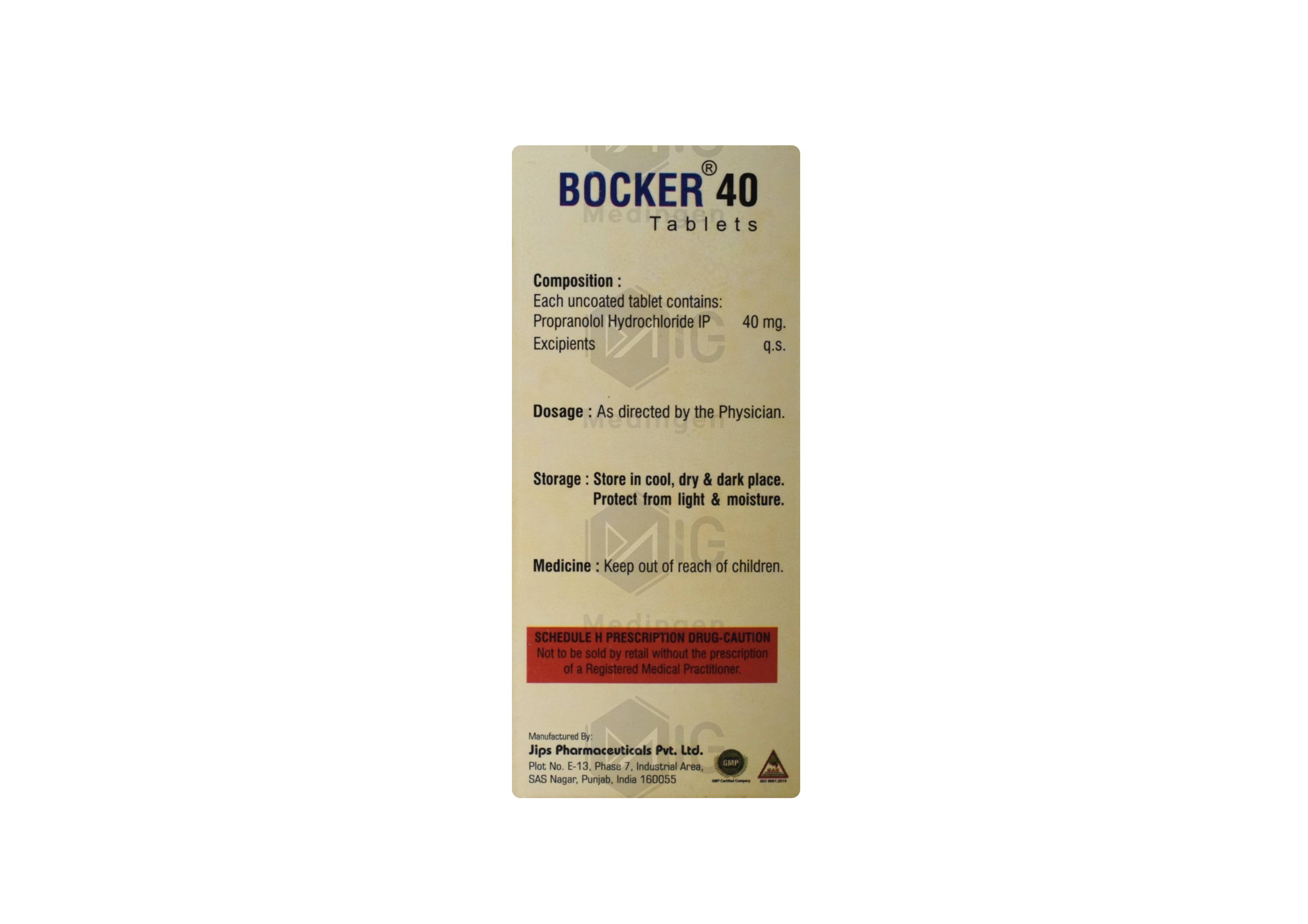 Bocker 40mg : View Uses, Side Effects, Price & Substitutes