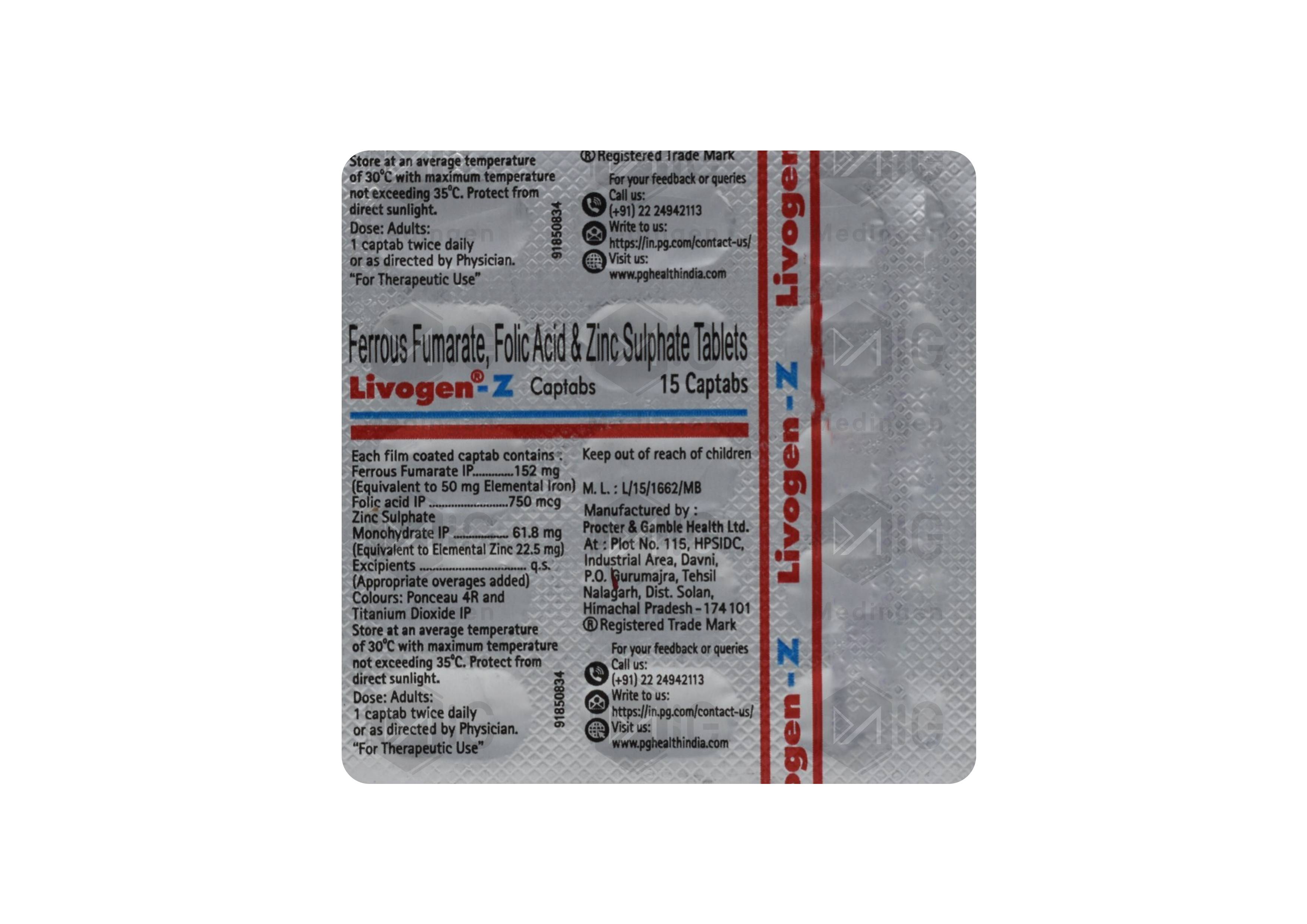 Livogen Z Captabs: View Uses, Side Effects, Price and Substitutes