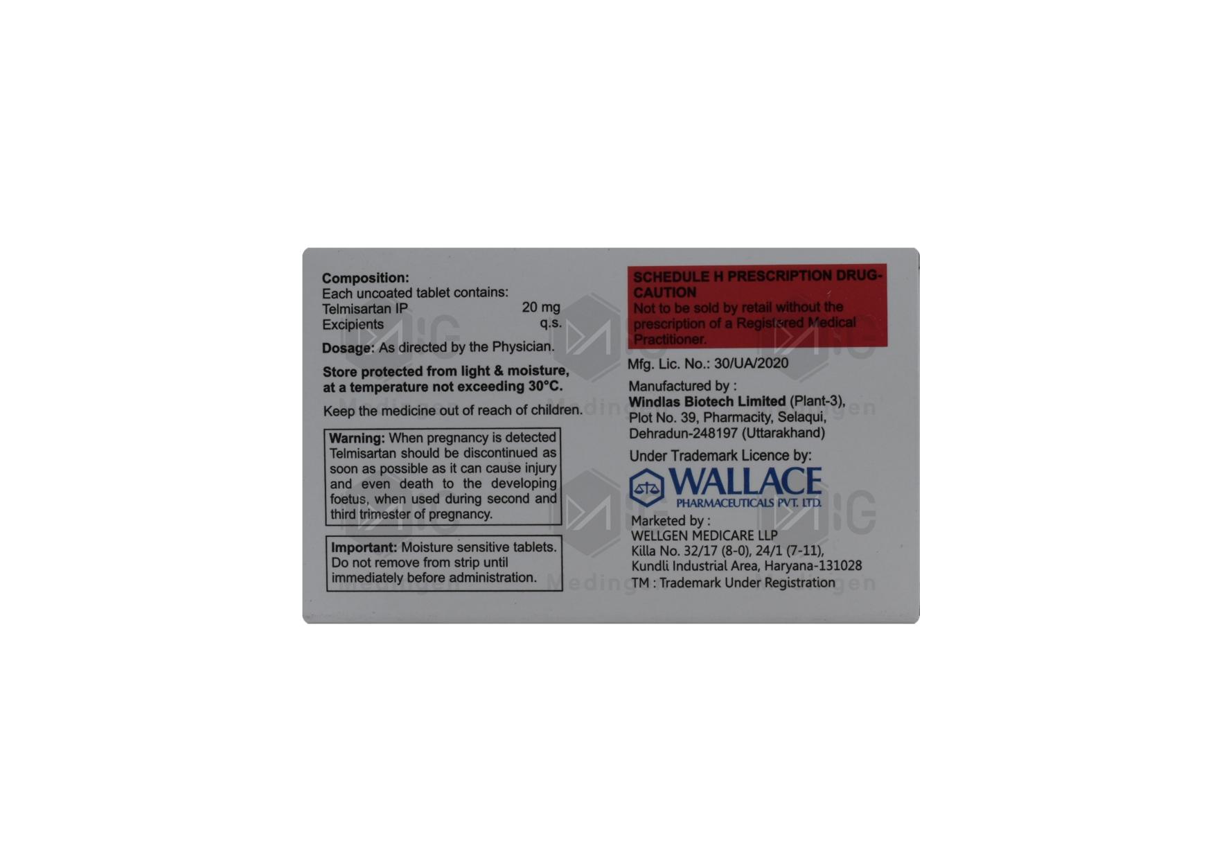 Wal Tartan 20mg Tablet: Uses, Side Effects, Price & Substitutes