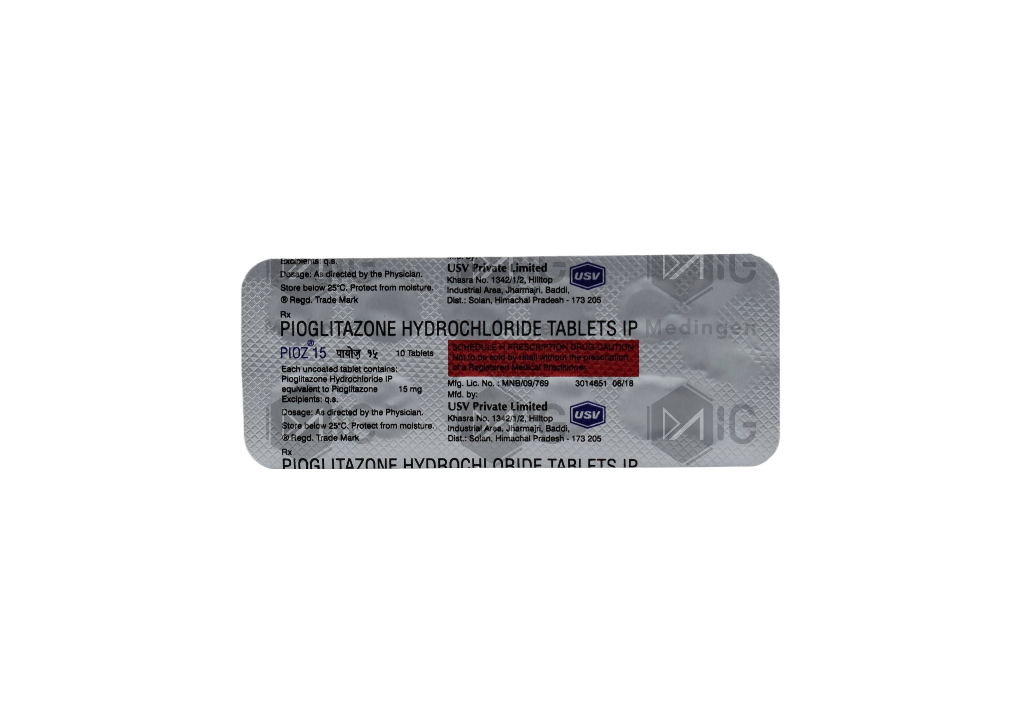 Pioz 15mg Tablet : Uses, Benefits, Side Effects & Price