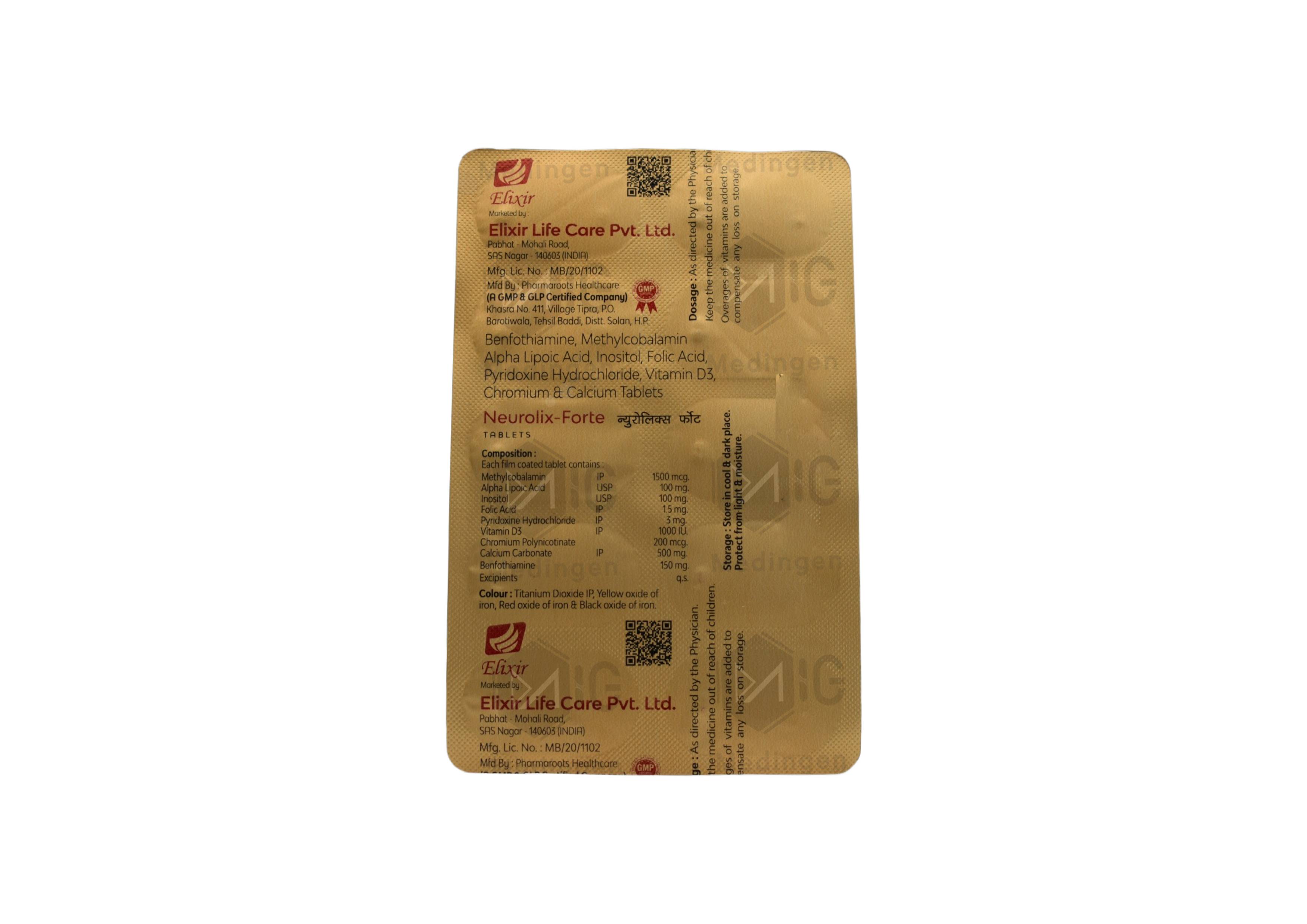 Neurolix Forte tablets: View Uses, Side Effects, Price & Substitutes