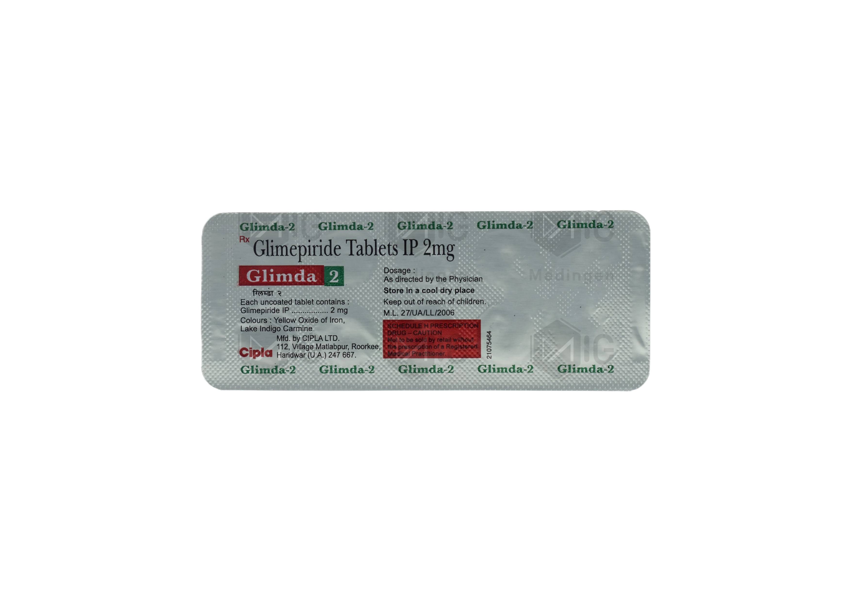 Glimda 2mg Tablet - Uses, Side Effects, Price & Substitutes