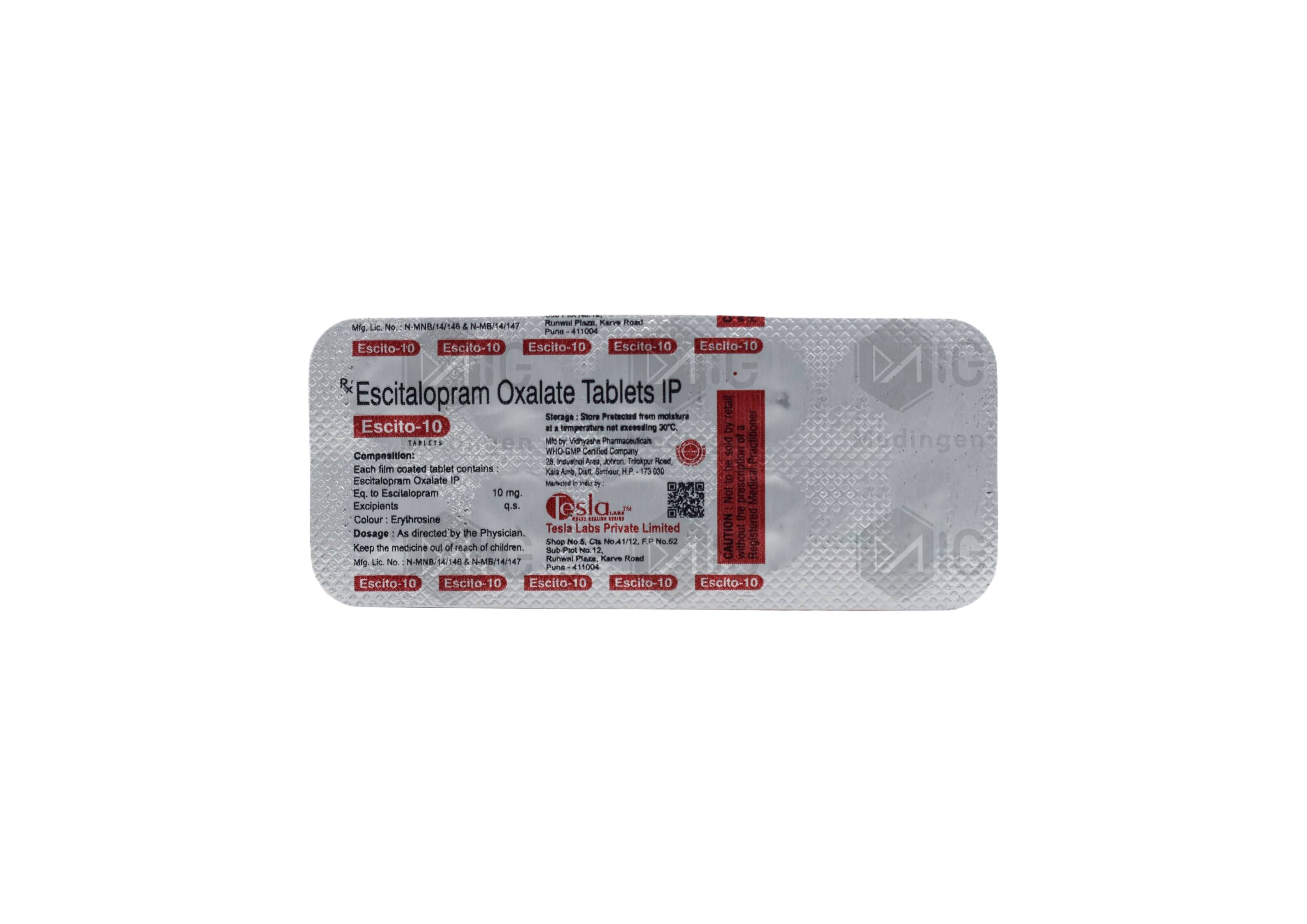 Escito 10mg Tablet: View Uses, Side Effects, Price & Substitutes