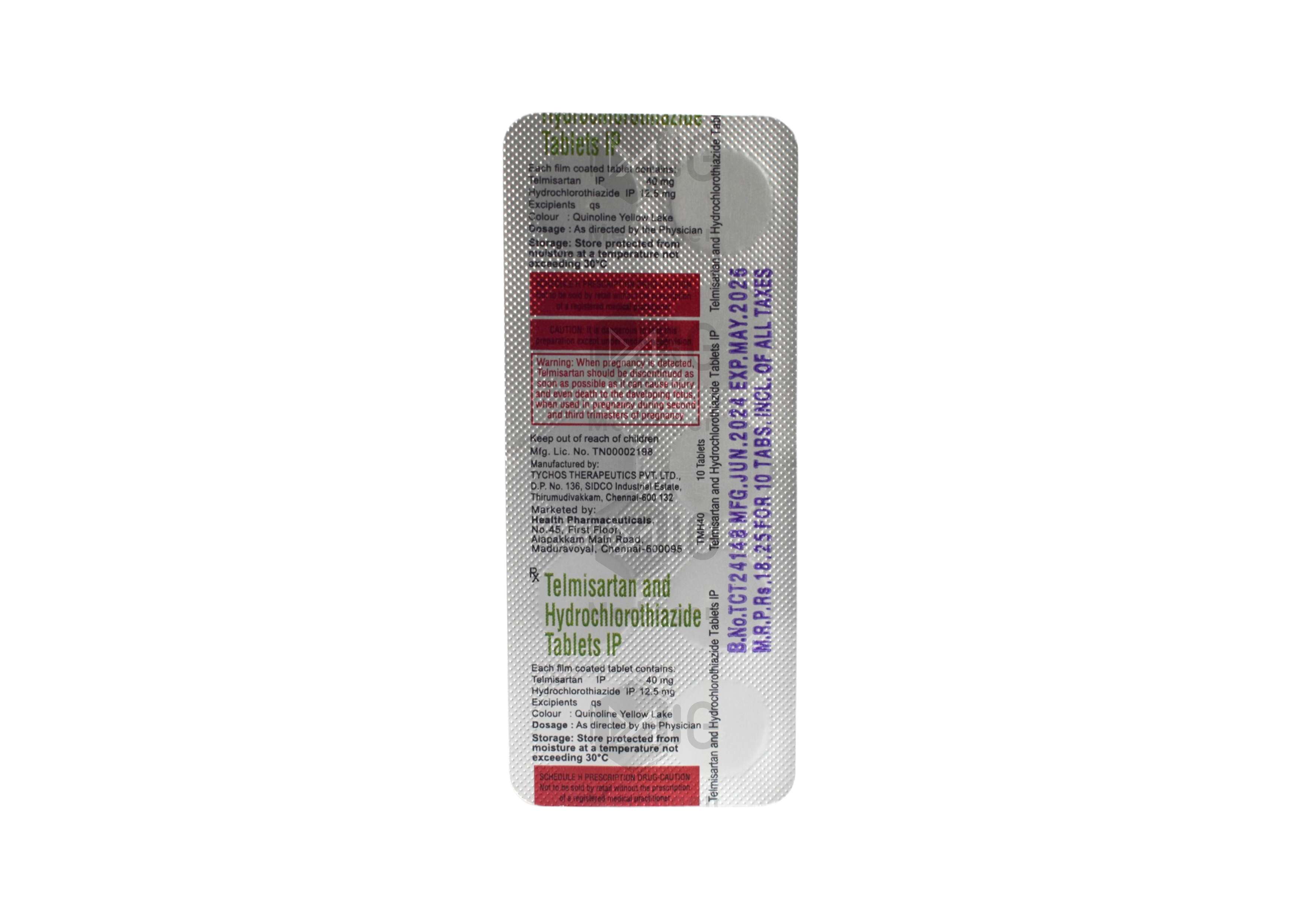 Telmisartan and Hydrochlorothiazide 40/12.5mg Tablet: Uses, Side ...