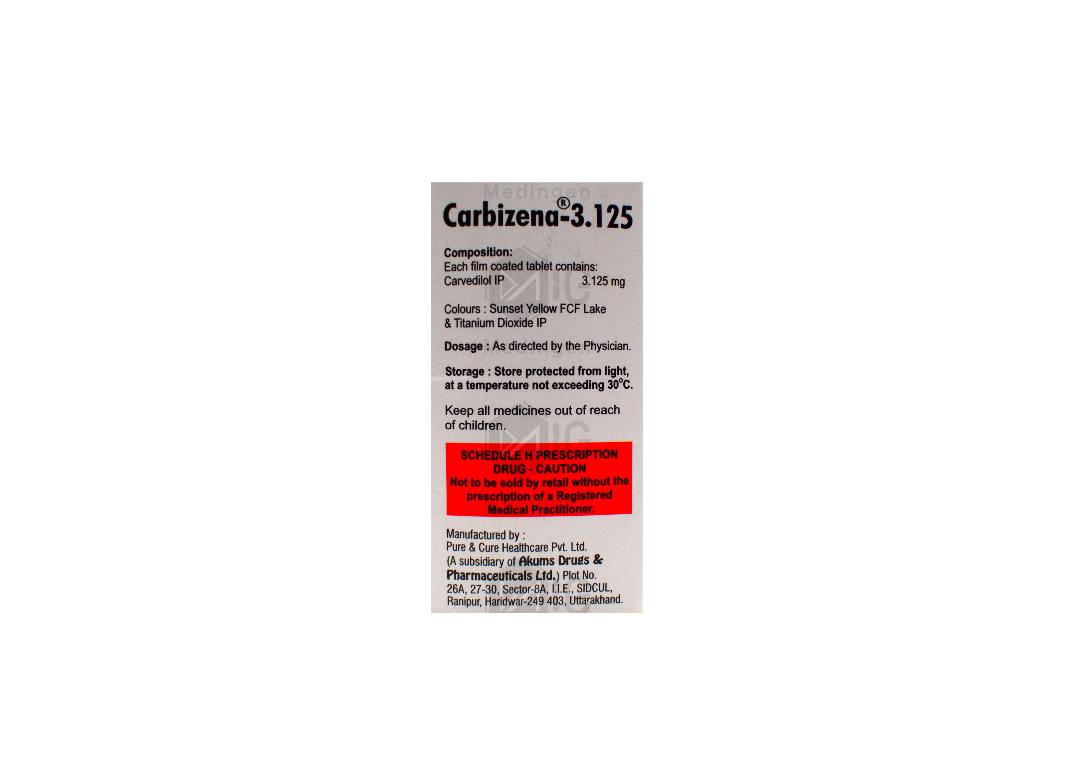 CARBIZENA 3.125MG thumbnail 2