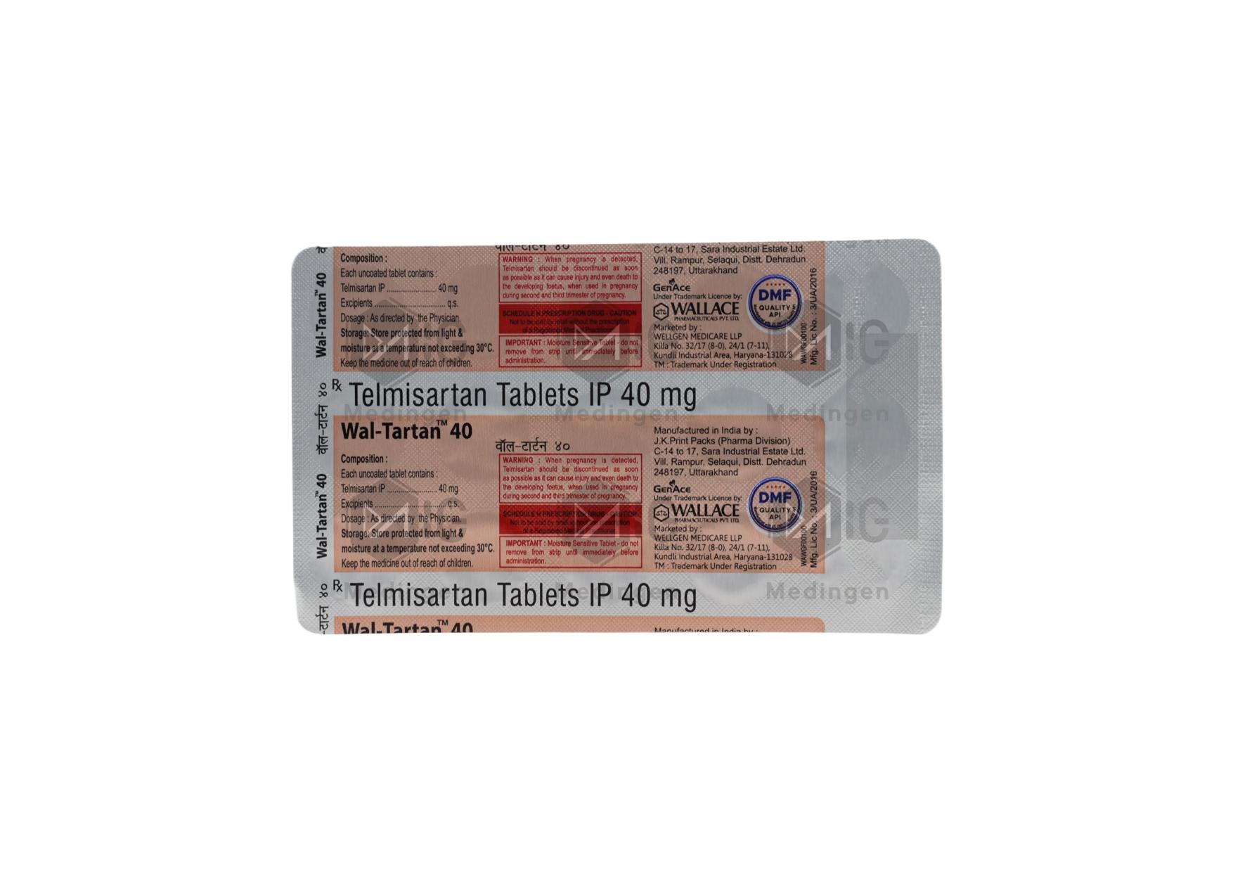 Wal Tartan 40mg Tablet: Uses, Side Effects, Price & Substitutes