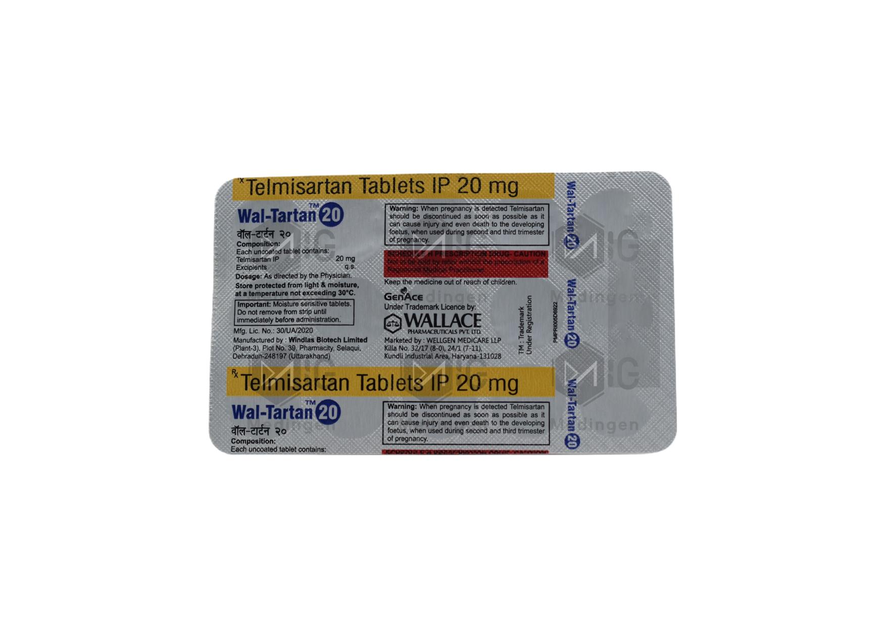 Wal Tartan 20mg Tablet: Uses, Side Effects, Price & Substitutes