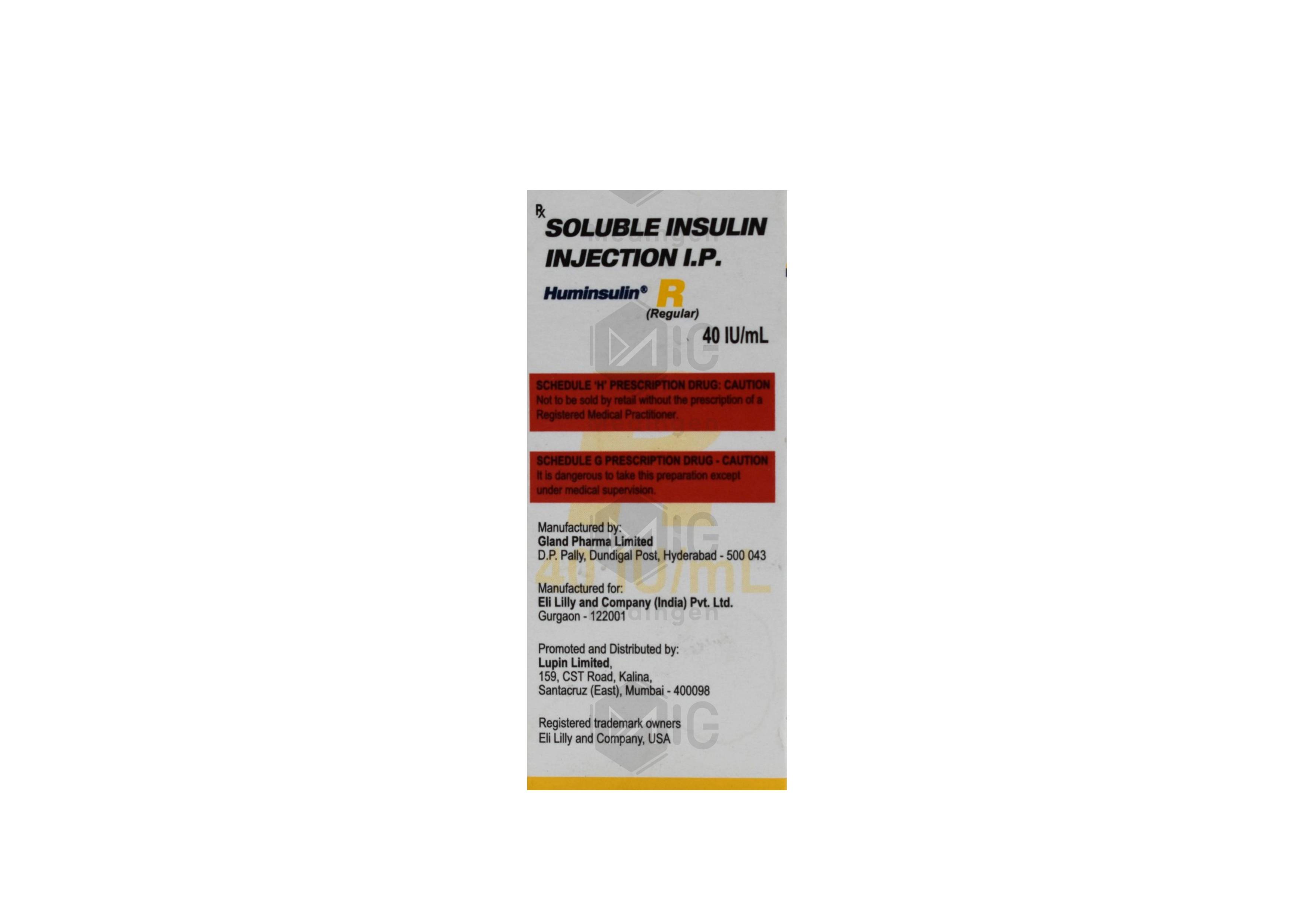 Huminsulin Regular Injection : View Uses, Side Effects, Price & Substitutes