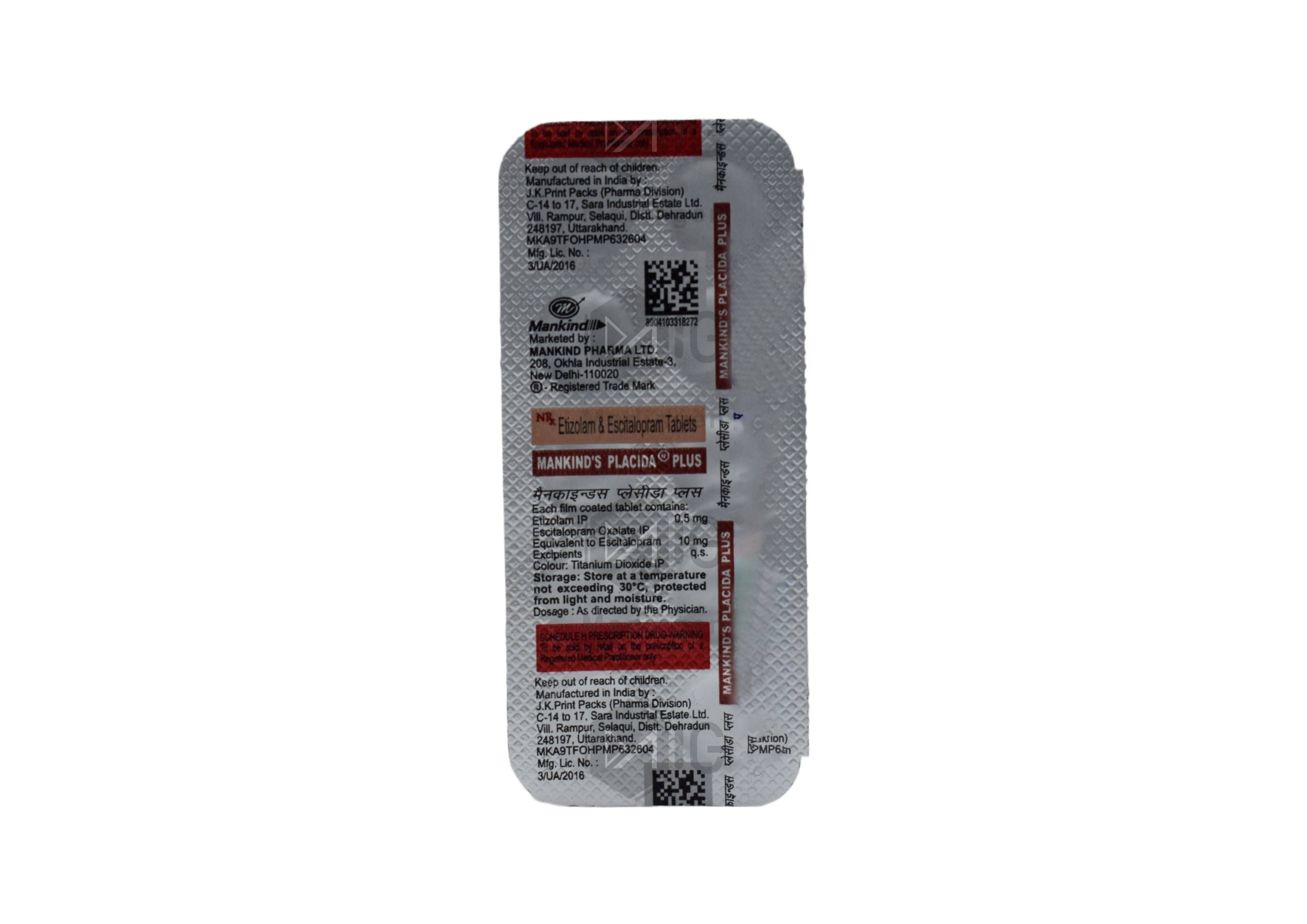 Mankind's Placida Plus Tablet: Uses, Side Effects, Price & Substitutes