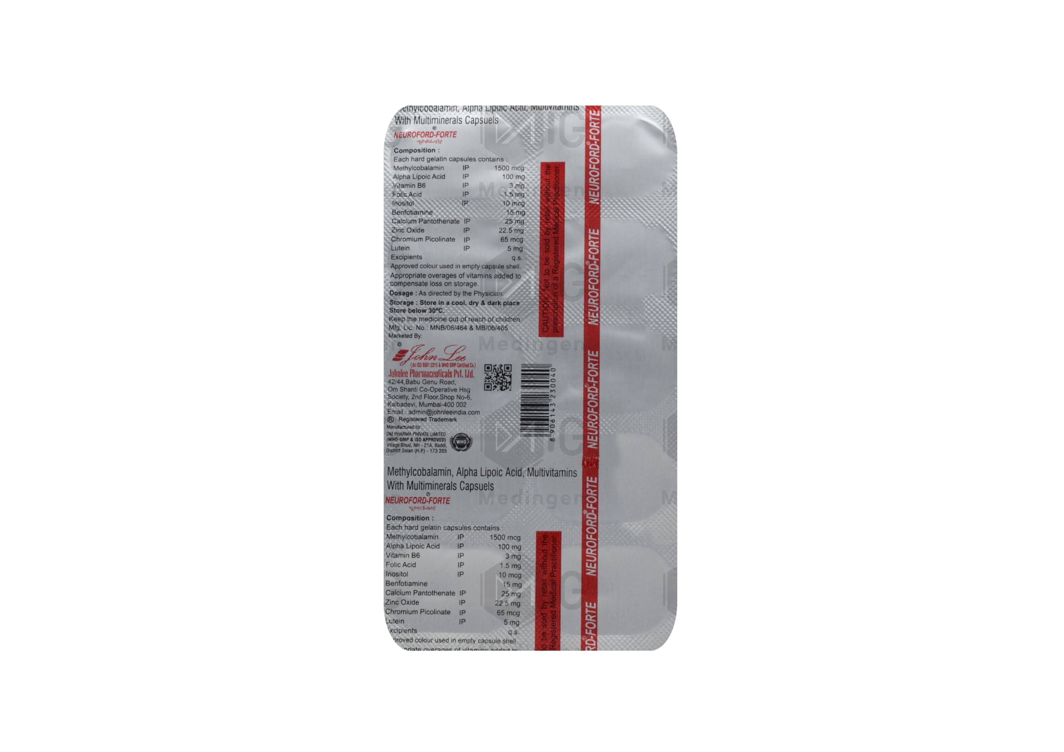 Neuroford Forte capules : View Uses, Side Effects, Price and Substitutes