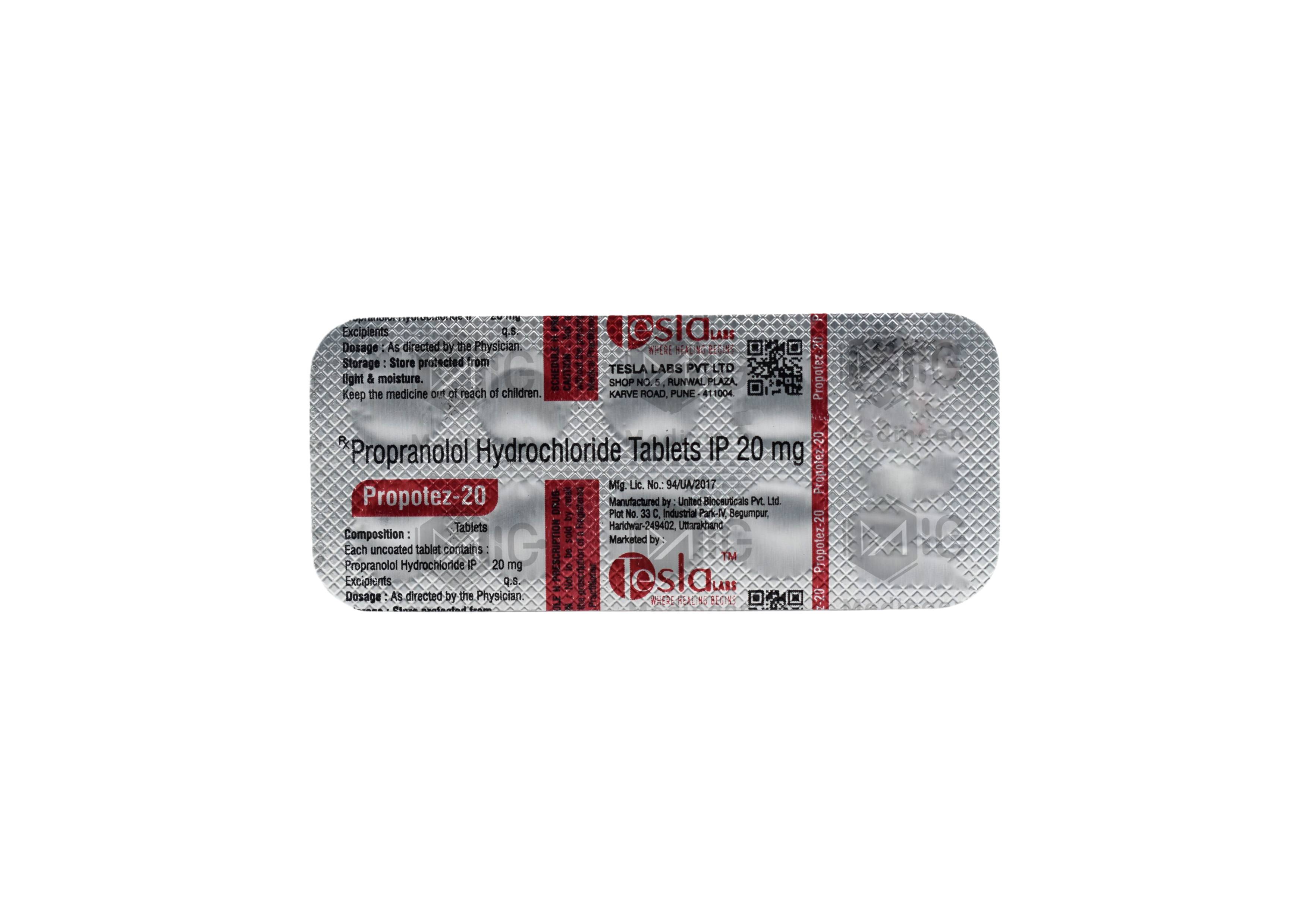 Propotez 20mg tablet : View Uses, Side Effects, Price & Substitutes