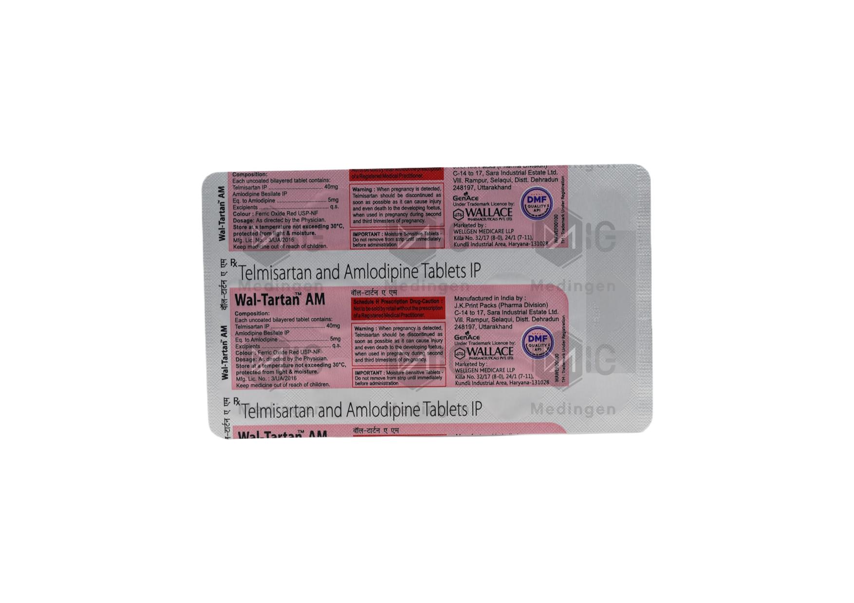 Wal Tartan AM Tablet: View Uses, Side Effects, Price & Substitutes