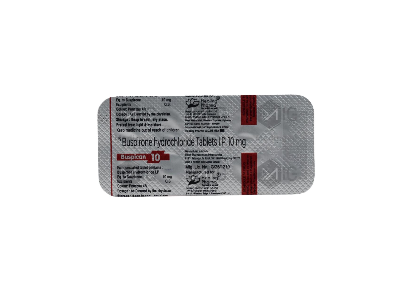 Buspican 10mg Tablet: View Uses, Side Effects, Price & Substitutes