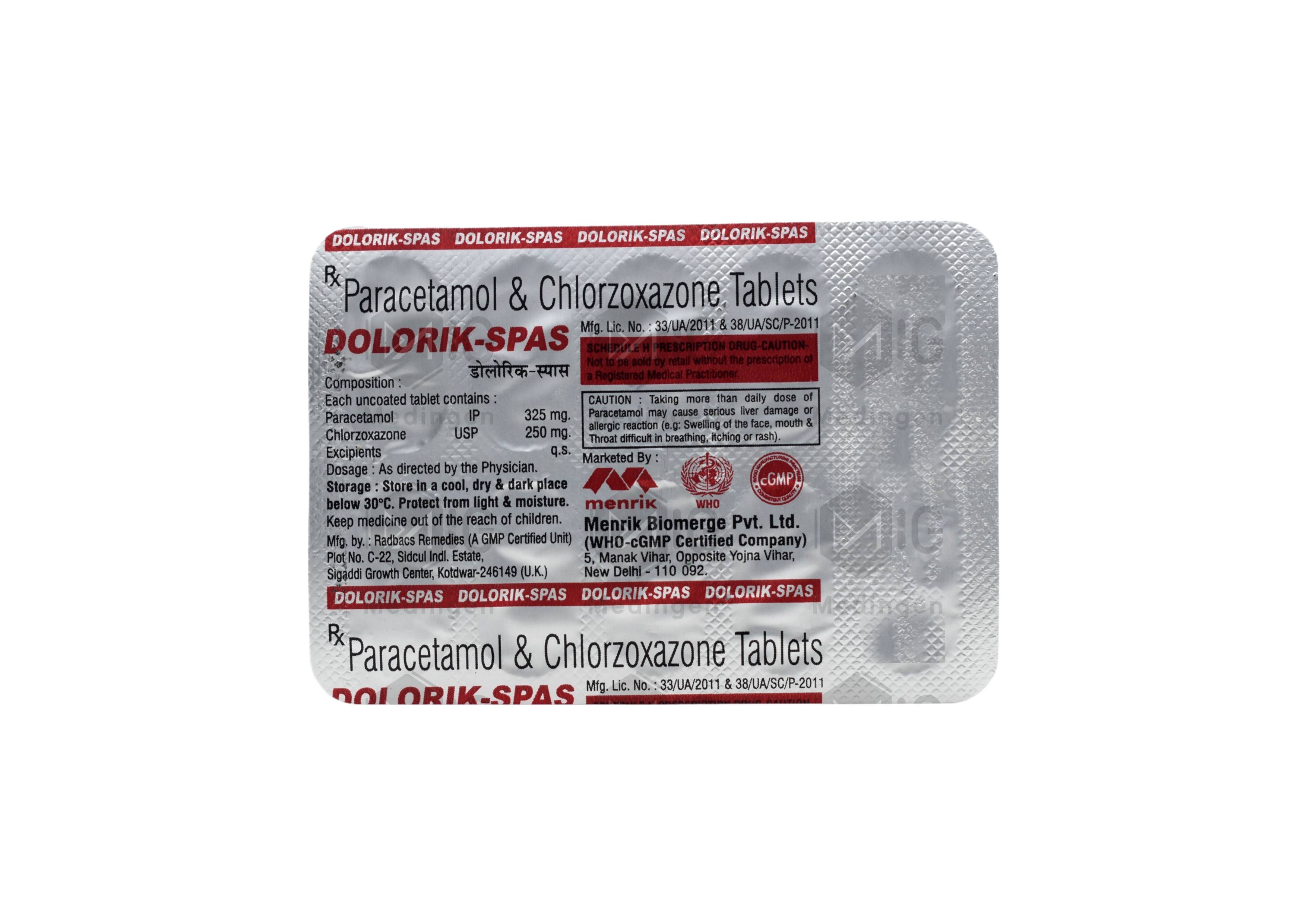 Dolorik Spas Tablet : Uses, Benefits, Side Effects & Price