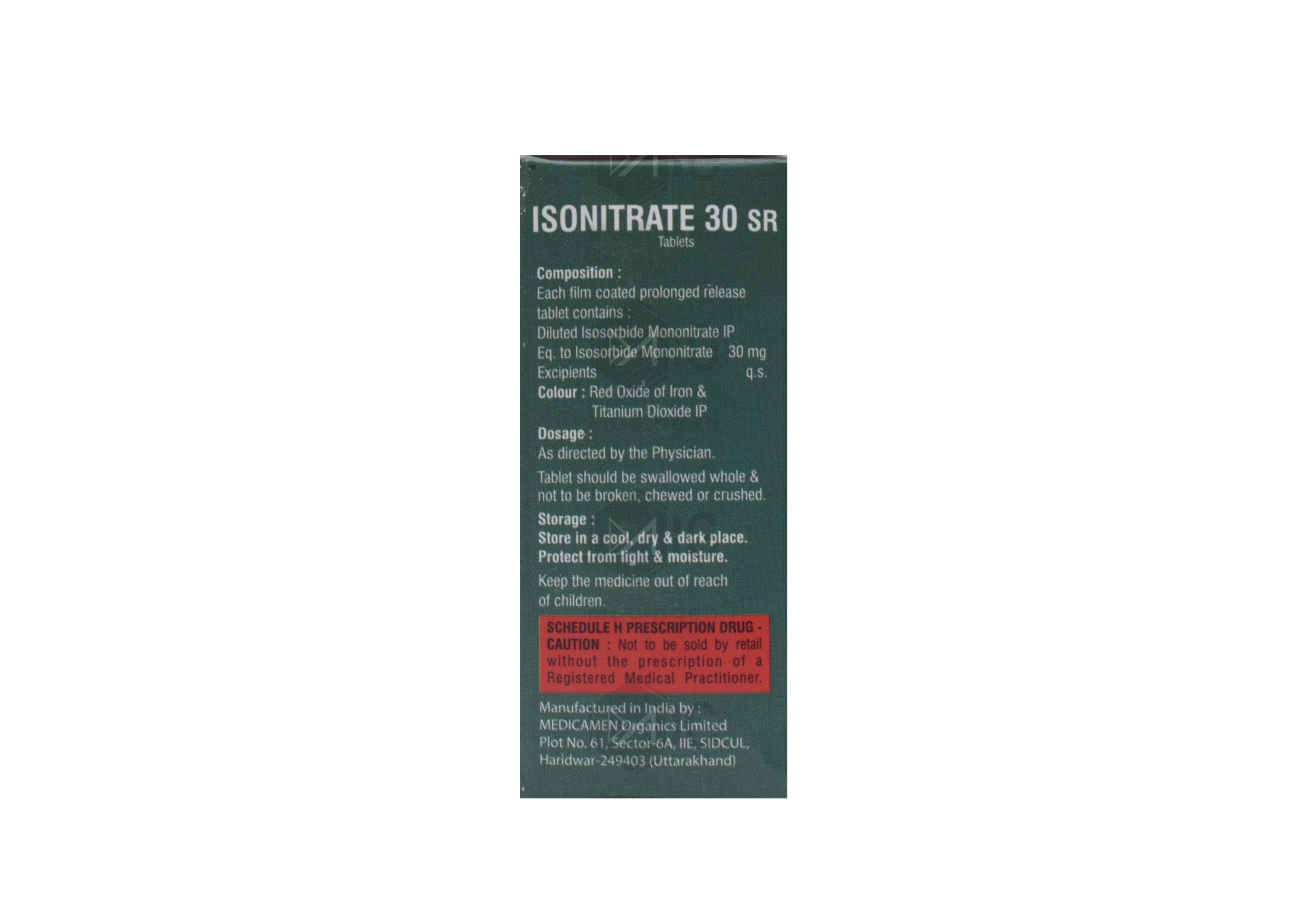 Isonitrate 30 SR Tablet: Uses, Side Effects, Price & Substitutes