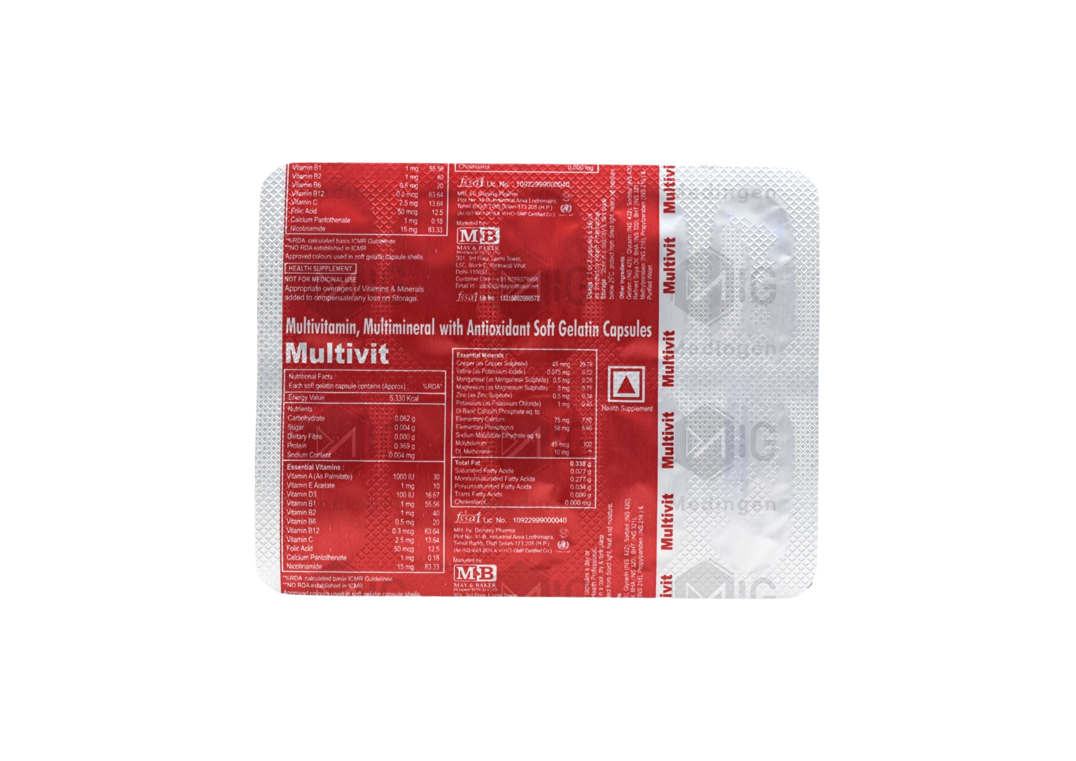 Multivit Capsule: View Uses, Side Effects, Price and Substitutes